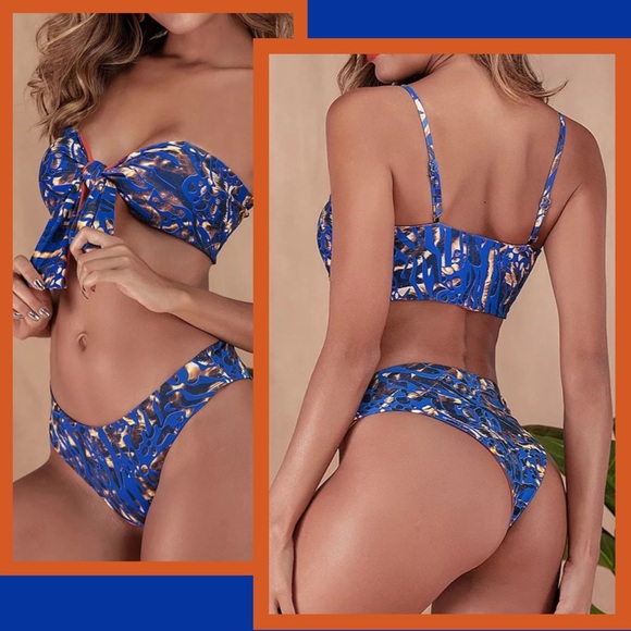 Bandeau Optional Straps Low Waist Bikini NWT - Picture 6 of 13